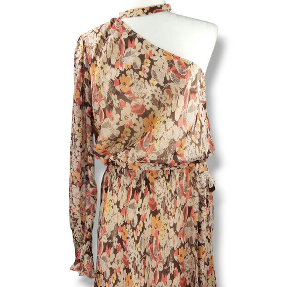 Polo Ralph Lauren One Shoulder Floral Maxi Dress Asymmetric Sleeve Viscose 12 - Picture 4 of 11